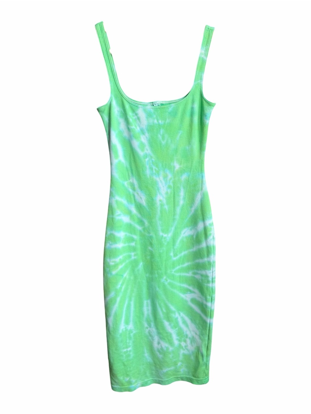 American Apparel Women’s S Green Tie Dye Bodycon Midi Tank Dress Made in USA